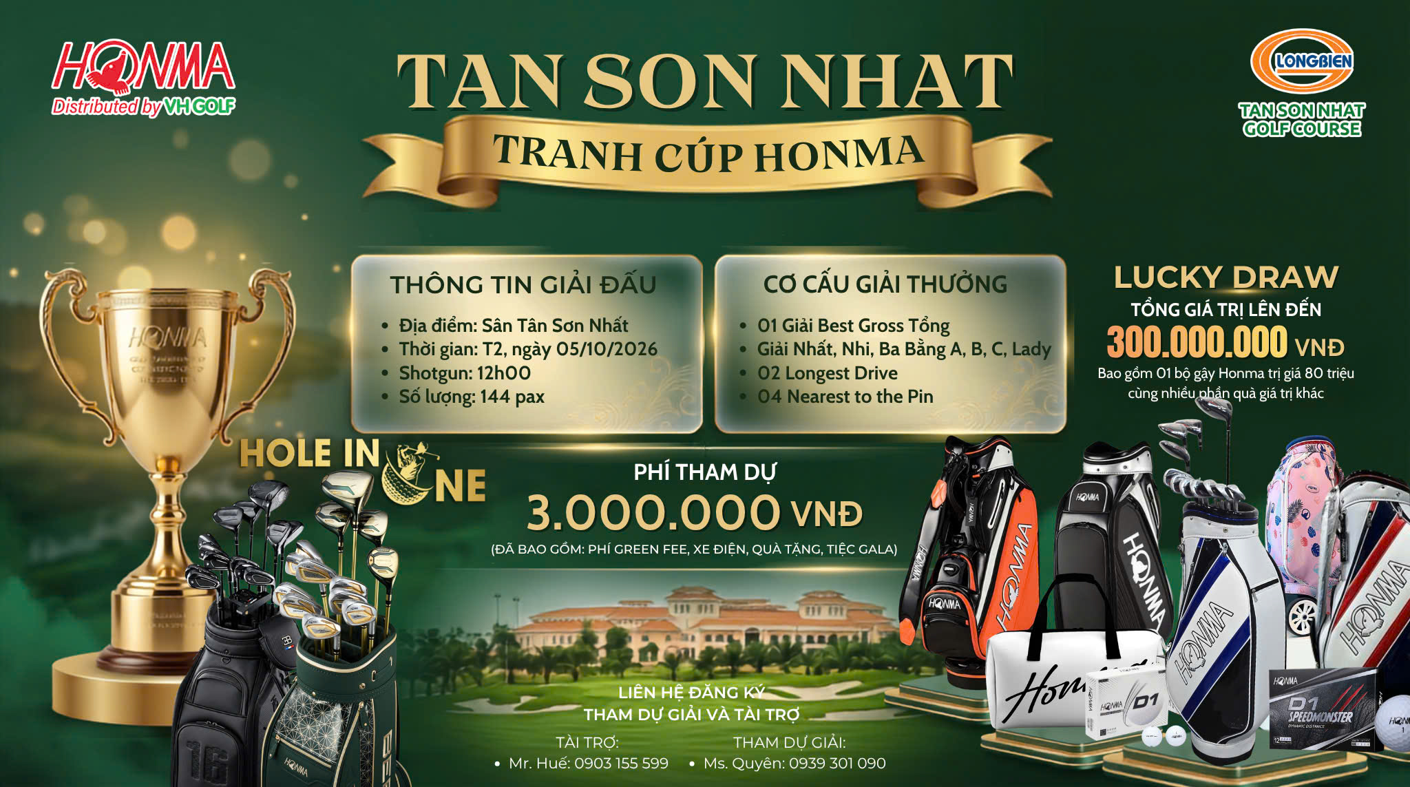 Giải Golf Tân Sơn Nhất - Tranh Cúp Honma chính thức khởi tranh vào 05/10/2026