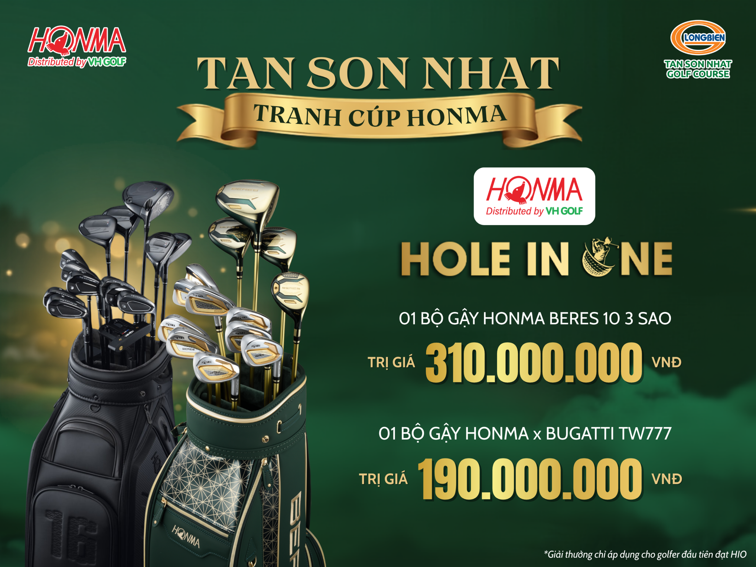 Giải thưởng HIO cực kỳ hấp dẫn cho giải golf Tân Sơn Nhất - Tranh Cúp Honma lần này